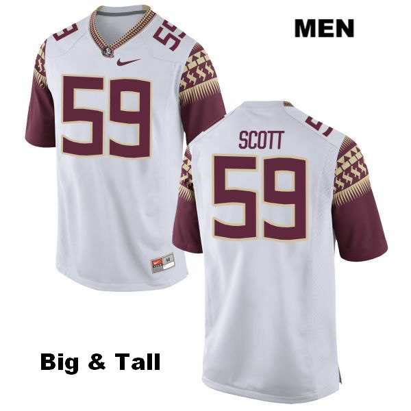 Men's NCAA Nike Florida State Seminoles #59 Brady Scott College Big & Tall White Stitched Authentic Football Jersey HGC1469QE